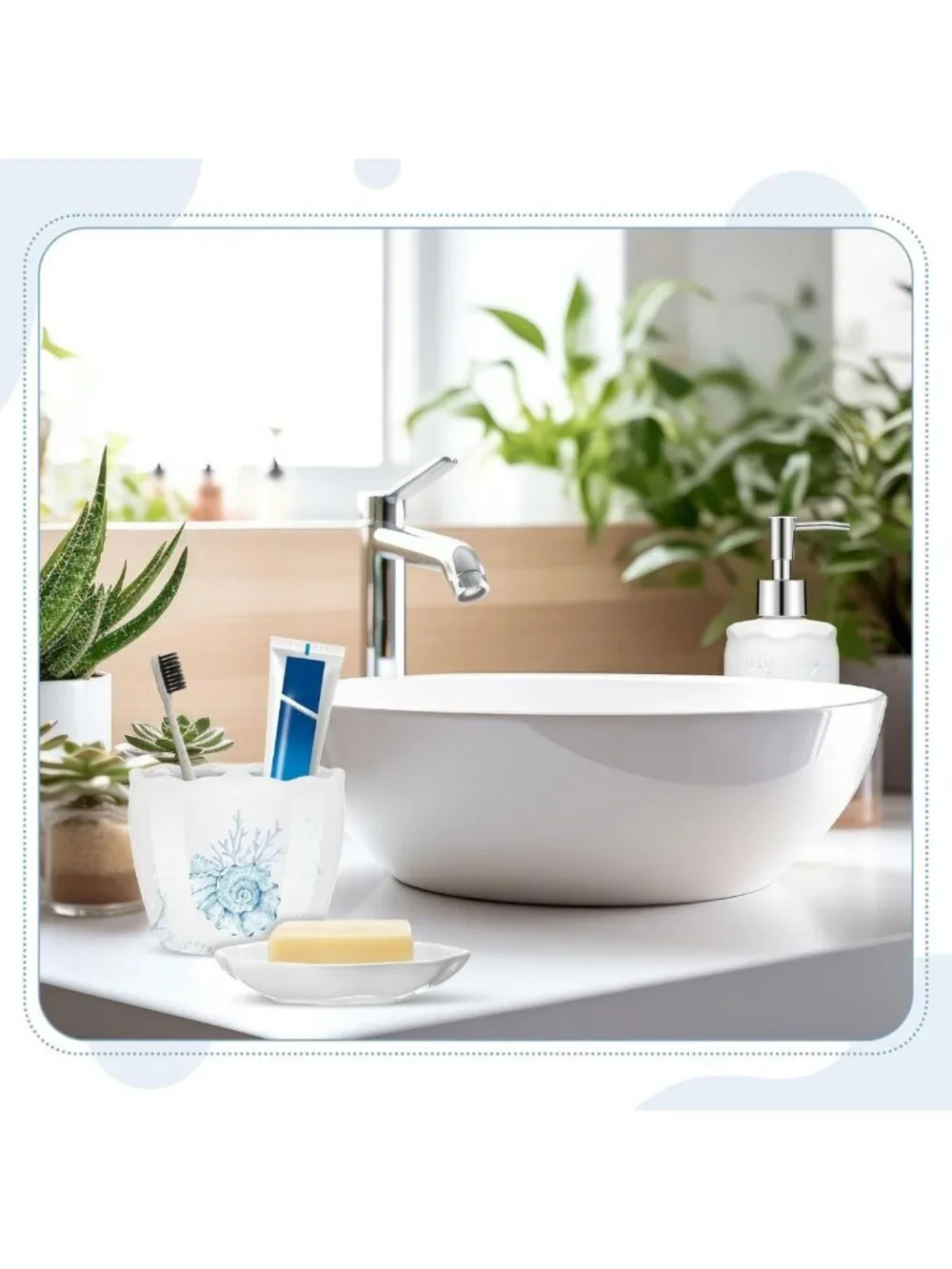 Ocean Animals Bathroom Set - 4 Pcs Beach Decor, Tumbler, Soap Dispenser & More